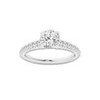 1.14 ctw Cushion Lab-Grown Diamond Pave Engagement Ring in Platinum for Women | E Color, VS1 Clarity, IGI Certified 0.75 ct Center Diamond