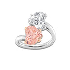 Jazz 6 ctw Fancy Pink Heart Lab Grown Diamond Two Stone Bypass Ring 14K Two-Tone White & Rose Gold | 3 ct Center