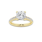 2.90 ctw Cushion Lab-Grown Diamond Pave Engagement Ring in 14K Yellow Gold for Women | D Color, VVS1 Clarity, IGI Certified 2.50 ct Center Diamond