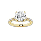 2.75 ctw Round Lab-Grown Diamond Hidden Halo Side Stone Engagement Ring in 18K Yellow Gold for Women | Colorless E, VS1 Clarity, IGI Certified 2.50 ct Center Diamond