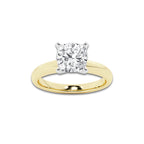 2.50 ctw Cushion Lab-Grown Diamond Minimalist Engagement Ring in 14K White Gold And Yellow Gold for Women | D Color, VVS1 Clarity, IGI Certified