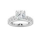 3.00 ctw Cushion Lab-Grown Diamond Split-Prong Set Side Stone Engagement Ring in Platinum for Women | Colorless D, VVS1 Clarity, IGI Certified 2.00 ct Center Diamond