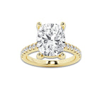 6.45 ctw Elongated Cushion Lab-Grown Diamond Hidden Halo Side Stone Engagement Ring in 18K Yellow Gold for Women | Colorless E, VS1 Clarity, IGI Certified 6.00 ct Center Diamond