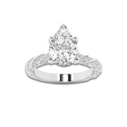 4.42 ctw Pear Lab-Grown Diamond Twisted Band Engagement Ring in 14K White Gold for Women | Colorless E, VS1 Clarity, IGI Certified 4.00 ct Center Diamond