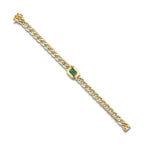 9X6 mm Emerald Cut Lab Grown Emerald Solitaire Bracelet - 7 Inches 14K Yellow Gold