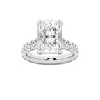 6.55 ctw Radiant Lab-Grown Diamond Pave Engagement Ring in 14K White Gold for Women | D Color, VVS1 Clarity, IGI Certified 6.00 ct Center Diamond