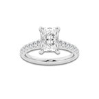 2.41 ctw Radiant Lab-Grown Diamond Pave Engagement Ring in Platinum for Women | E Color, VS1 Clarity, IGI Certified 2.00 ct Center Diamond
