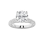 2.44 ctw Round Lab-Grown Diamond Twisted Band Engagement Ring in 14K White Gold for Women | Colorless D, VVS1 Clarity, IGI Certified 2.00 ct Center Diamond