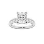 4.16 Ct Radiant Lab-Grown Diamond Half Eternity Engagement Ring in Platinum for Female, Colorless (E), VS1 Clarity | IGI Certified, 3.50 Ct Center Diamond