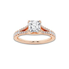 Nirvana 1 1/3 ctw Asscher Lab Grown Diamond Split Shank Engagement Ring 14K Rose Gold, D, VVS | IGI Certified, 1 ct Center