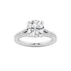 2.83 ctw Round Lab-Grown Diamond Split Shank Side Stone Engagement Ring in Platinum for Women | Colorless E, VS1 Clarity, IGI Certified 2.50 ct Center Diamond