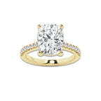 5.30 ctw Elongated Cushion Lab-Grown Diamond Hidden Halo Side Stone Engagement Ring in 18K Yellow Gold for Women | Colorless D, VVS1 Clarity, IGI Certified 5.00 ct Center Diamond
