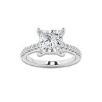 3.30 ctw Princess Lab-Grown Diamond Hidden Halo Side Stone Engagement Ring in Platinum for Women | Colorless D, VVS1 Clarity, IGI Certified 3.00 ct Center Diamond