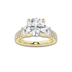 2.25 ctw Round Lab-Grown Diamond Three Stone Double Row Engagement Ring in 14K Yellow Gold for Women | D Color, VVS1 Clarity, IGI Certified 1.50 ct Center Diamond