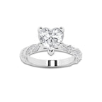 4.42 ctw Heart Lab-Grown Diamond Twisted Band Engagement Ring in Platinum for Women | Colorless E, VS1 Clarity, IGI Certified 4.00 ct Center Diamond