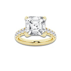 6.55 ctw Asscher Lab-Grown Diamond Pave Engagement Ring in 14K Yellow Gold for Women | D Color, VVS1 Clarity, IGI Certified 6.00 ct Center Diamond