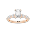 1.16 ctw Emerald Lab-Grown Diamond Marquise Side Stone Engagement Ring in 14K Rose Gold for Women | Colorless E, VS1 Clarity, IGI Certified 0.75 ct Center Diamond