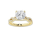 1.75 ctw Cushion Lab-Grown Diamond Twisted Shank Engagement Ring in 14K Yellow Gold for Women | E Color, VS1 Clarity, IGI Certified 1.50 ct Center Diamond