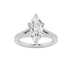 2.83 ctw Marquise Lab-Grown Diamond Split Shank Side Stone Engagement Ring in Platinum for Women | Colorless E, VS1 Clarity, IGI Certified 2.50 ct Center Diamond