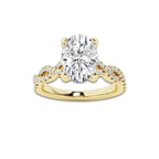 2.25 ctw Oval Lab-Grown Diamond Twisted Shank Engagement Ring in 14K Yellow Gold for Women | D Color, VVS1 Clarity, IGI Certified 2.00 ct Center Diamond