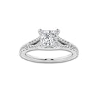 1.33 ctw Princess Lab-Grown Diamond Split Shank Side Stone Engagement Ring in Platinum for Women | Colorless E, VS1 Clarity, IGI Certified 1.00 ct Center Diamond