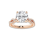 6.29 ctw Round Lab-Grown Diamond Twisted Shank Engagement Ring in 14K Rose Gold for Women | D Color, VVS1 Clarity, IGI Certified 6.00 ct Center Diamond