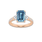 3 7/8 ctw Fancy Blue Emerald Lab Grown Diamond Side Stone Engagement Ring 14K Rose Gold | 3 ct Center