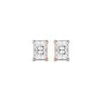 1 ctw Radiant Lab Grown Diamond Four Prong Stud Earrings 14K Rose Gold, E, VS1