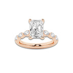 2.53 ctw Radiant Lab-Grown Diamond Marquise Side Stone Engagement Ring in 14K Rose Gold for Women | Colorless E, VS1 Clarity, IGI Certified 2.00 ct Center Diamond
