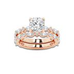 Evermore 3 2/5 ctw Cushion Lab Grown Diamond Bridal Set 14K Rose Gold, D, VVS | IGI Certified, 2 ct Center