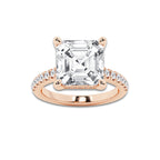 7.40 ctw Asscher Lab-Grown Diamond Hidden Halo Side Stone Engagement Ring in 18K Rose Gold for Women | Colorless D, VVS1 Clarity, IGI Certified 7.00 ct Center Diamond
