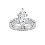 3.89 ctw Marquise Lab-Grown Diamond Double Row Diamond Engagement Ring in Platinum for Women | Colorless D, VVS1 Clarity, IGI Certified 3.00 ct Center Diamond
