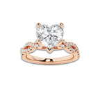1.75 ctw Heart Lab-Grown Diamond Twisted Shank Engagement Ring in 14K Rose Gold for Women | D Color, VVS1 Clarity, IGI Certified 1.50 ct Center Diamond