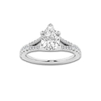 1.08 ctw Pear Lab-Grown Diamond Split Shank Side Stone Engagement Ring in Platinum for Women | Colorless E, VS1 Clarity, IGI Certified 0.75 ct Center Diamond
