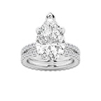 8.22 ctw Pear Lab-Grown Diamond Double Row Diamond Engagement Ring in 14K White Gold for Women | Colorless E, VS1 Clarity, IGI Certified 7.00 ct Center Diamond