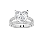 3 1/3 ctw Heart Lab Grown Diamond Engagement Ring Platinum, D, VVS | 3 ct Center