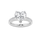 3.93 ctw Heart Lab-Grown Diamond Pave Engagement Ring in Platinum for Women | E Color, VS1 Clarity, IGI Certified 3.50 ct Center Diamond