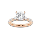 7.48 ctw Cushion Lab-Grown Diamond Marquise Side Stone Engagement Ring in 14K Rose Gold for Women | Colorless E, VS1 Clarity, IGI Certified 7.00 ct Center Diamond