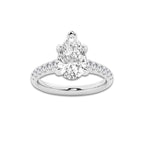 2.90 ctw Pear Lab-Grown Diamond Pave Engagement Ring in 14K White Gold for Women | E Color, VS1 Clarity, IGI Certified 2.50 ct Center Diamond