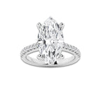 5.35 ctw Marquise Lab-Grown Diamond Hidden Halo Side Stone Engagement Ring in Platinum for Women | Colorless D, VVS1 Clarity, IGI Certified 5.00 ct Center Diamond