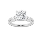 2.04 ctw Cushion Lab-Grown Diamond Side Stone Engagement Ring in Platinum for Women | Colorless E, VS1 Clarity, IGI Certified 1.50 Ct Center Diamond