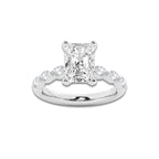 2.53 ctw Radiant Lab-Grown Diamond Marquise Side Stone Engagement Ring in Platinum for Women | Colorless E, VS1 Clarity, IGI Certified 2.00 ct Center Diamond