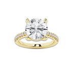 5.28 ctw Round Lab-Grown Diamond Hidden Halo Side Stone Engagement Ring in 18K Yellow Gold for Women | Colorless E, VS1 Clarity, IGI Certified 5.00 ct Center Diamond