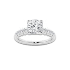 3.04 Ct Pear Lab-Grown Diamond Half Eternity Engagement Ring in Platinum for Female, Colorless (E), VS1 Clarity | IGI Certified, 2.50 Ct Center Diamond