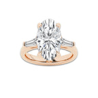 Medea 4 2/3 ctw Moval Lab Grown Diamond Solitaire Engagement Ring with Side Accents 14K Rose Gold, D, VVS | IGI Certified, 4 ct Center