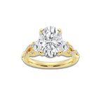 3.60 ctw Oval Lab-Grown Diamond Side Stone Engagement Ring in 14K Yellow Gold for Women | Colorless D, VVS1 Clarity, IGI Certified 3.00 ct Center Diamond