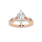 1.00 ctw Marquise Lab-Grown Diamond Twisted Shank Engagement Ring in 14K Rose Gold for Women | E Color, VS1 Clarity, Not Certified 0.75 ct Center Diamond