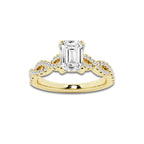 1.25 ctw Emerald Lab-Grown Diamond Twisted Shank Engagement Ring in 14K Yellow Gold for Women | D Color, VVS1 Clarity, IGI Certified 1.00 ct Center Diamond