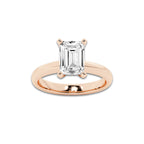 2.50 ctw Emerald Lab-Grown Diamond Minimalist Engagement Ring in 14K Rose Gold for Women | E Color, VS1 Clarity, IGI Certified