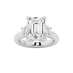 4 ctw Emerald Lab Grown Diamond Engagement Ring Platinum, D, VVS | 3 1/2 ct Center